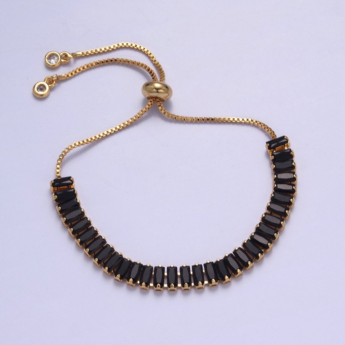 Dainty Gold Adjustable Baguette Tennis Bracelet CZ Tennis Bracelet Cubic Zirconia Bracelet | WA-896 to WA-903 Clearance Pricing - DLUXCA