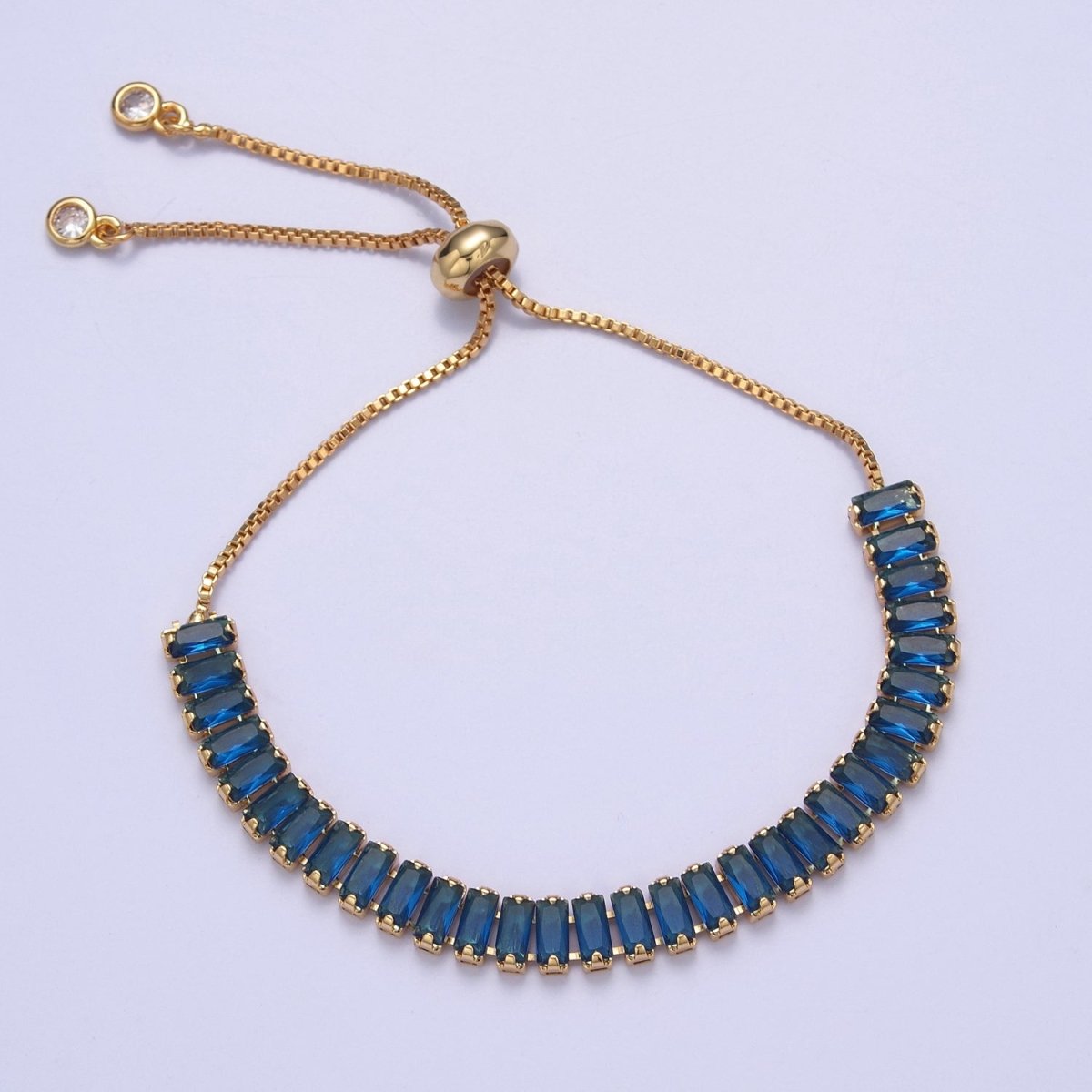 Dainty Gold Adjustable Baguette Tennis Bracelet CZ Tennis Bracelet Cubic Zirconia Bracelet | WA-896 to WA-903 Clearance Pricing - DLUXCA