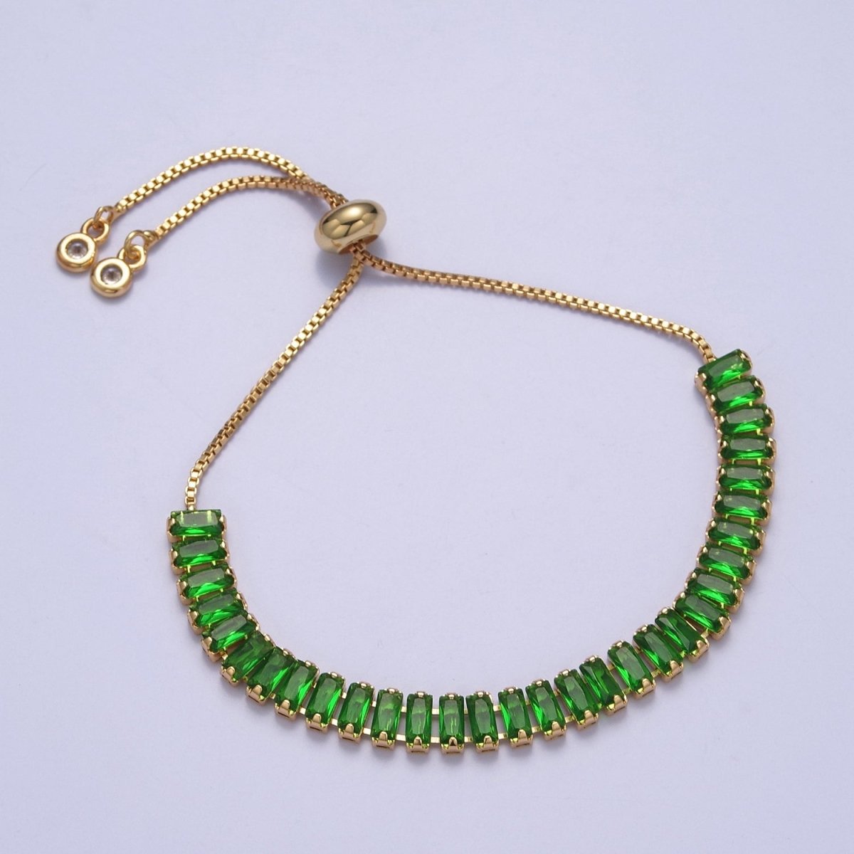 Dainty Gold Adjustable Baguette Tennis Bracelet CZ Tennis Bracelet Cubic Zirconia Bracelet | WA-896 to WA-903 Clearance Pricing - DLUXCA