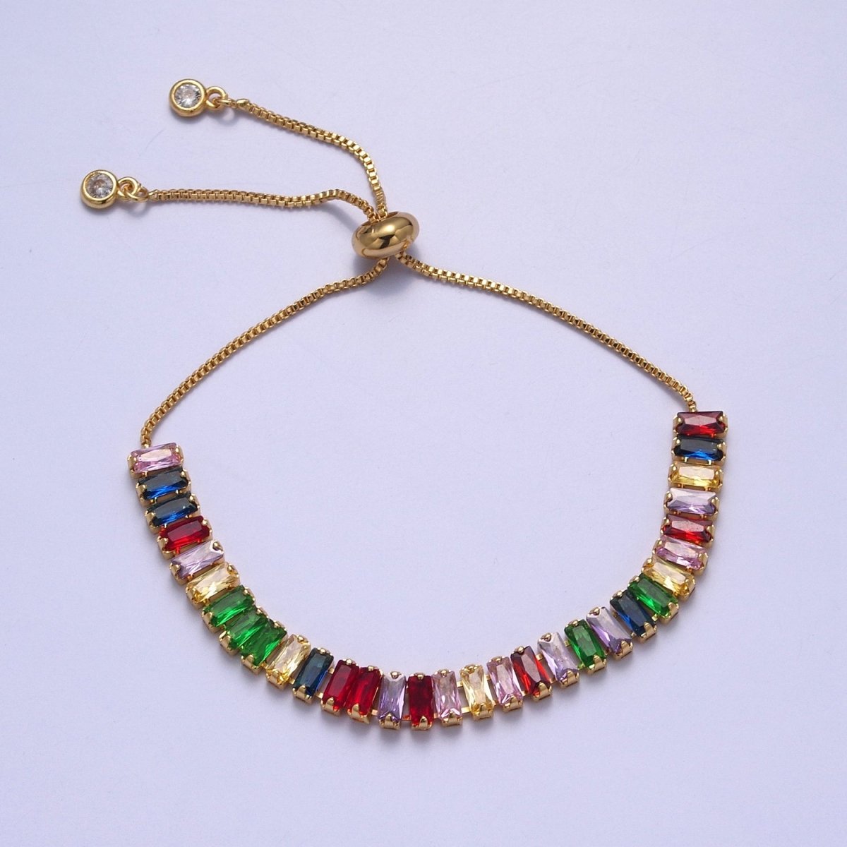 Dainty Gold Adjustable Baguette Tennis Bracelet CZ Tennis Bracelet Cubic Zirconia Bracelet | WA-896 to WA-903 Clearance Pricing - DLUXCA