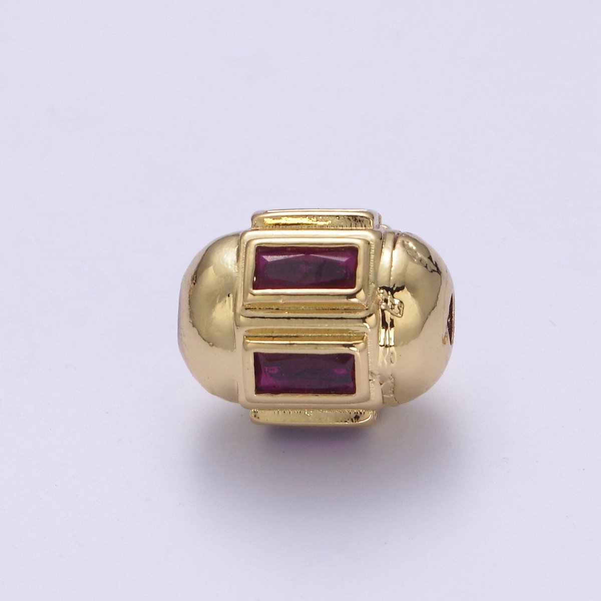 Dainty Gold Barrel Bead Spacer Cubic Zirconia 15x12mm for Bracelet Component B-089, B-094, B-103, B-105, B-106 - DLUXCA