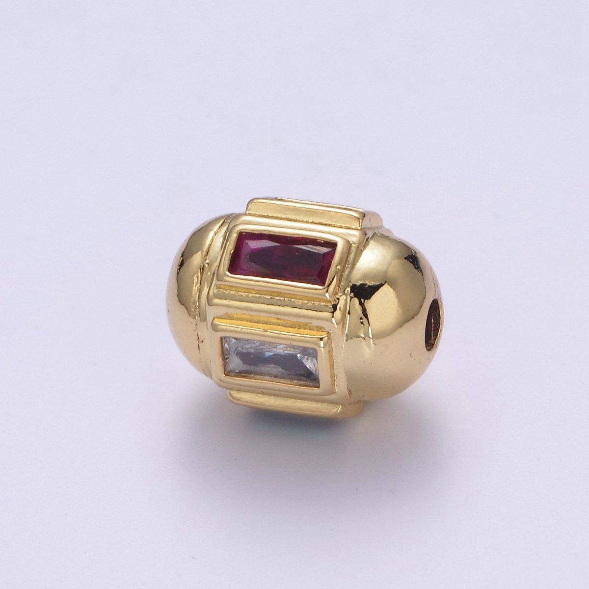 Dainty Gold Barrel Bead Spacer Cubic Zirconia 15x12mm for Bracelet Component B-089, B-094, B-103, B-105, B-106 - DLUXCA