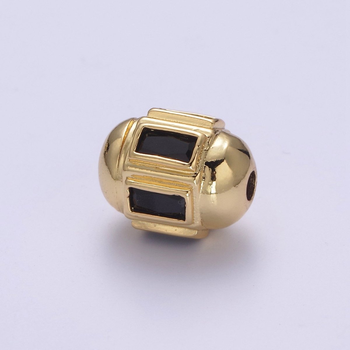 Dainty Gold Barrel Bead Spacer Cubic Zirconia 15x12mm for Bracelet Component B-089, B-094, B-103, B-105, B-106 - DLUXCA