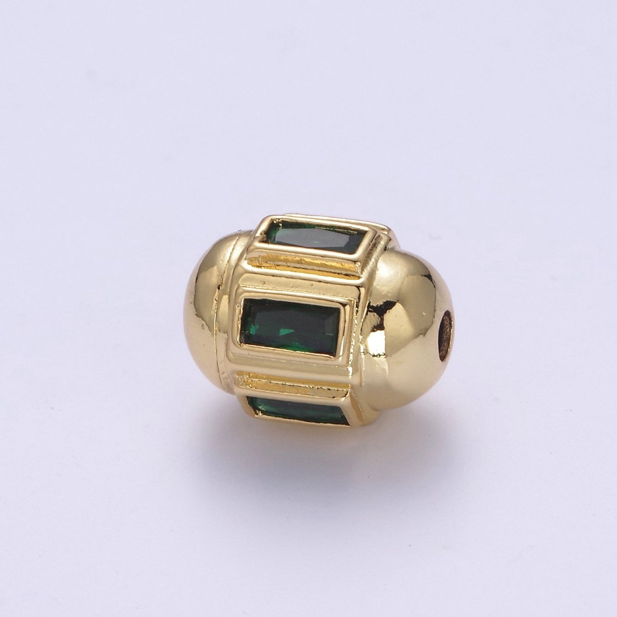 Dainty Gold Barrel Bead Spacer Cubic Zirconia 15x12mm for Bracelet Component B-089, B-094, B-103, B-105, B-106 - DLUXCA