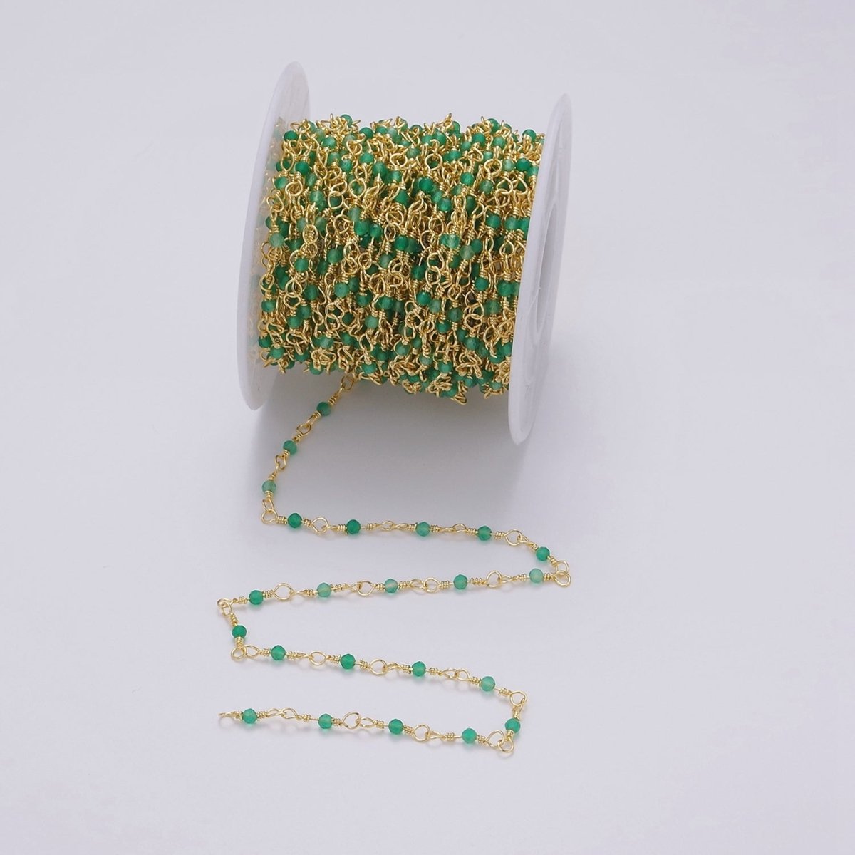 Dainty Gold Beaded Chain for Jewelry Making Gold Satellite Crystal Bead Chain by Yard | ROLL-1389 - DLUXCA