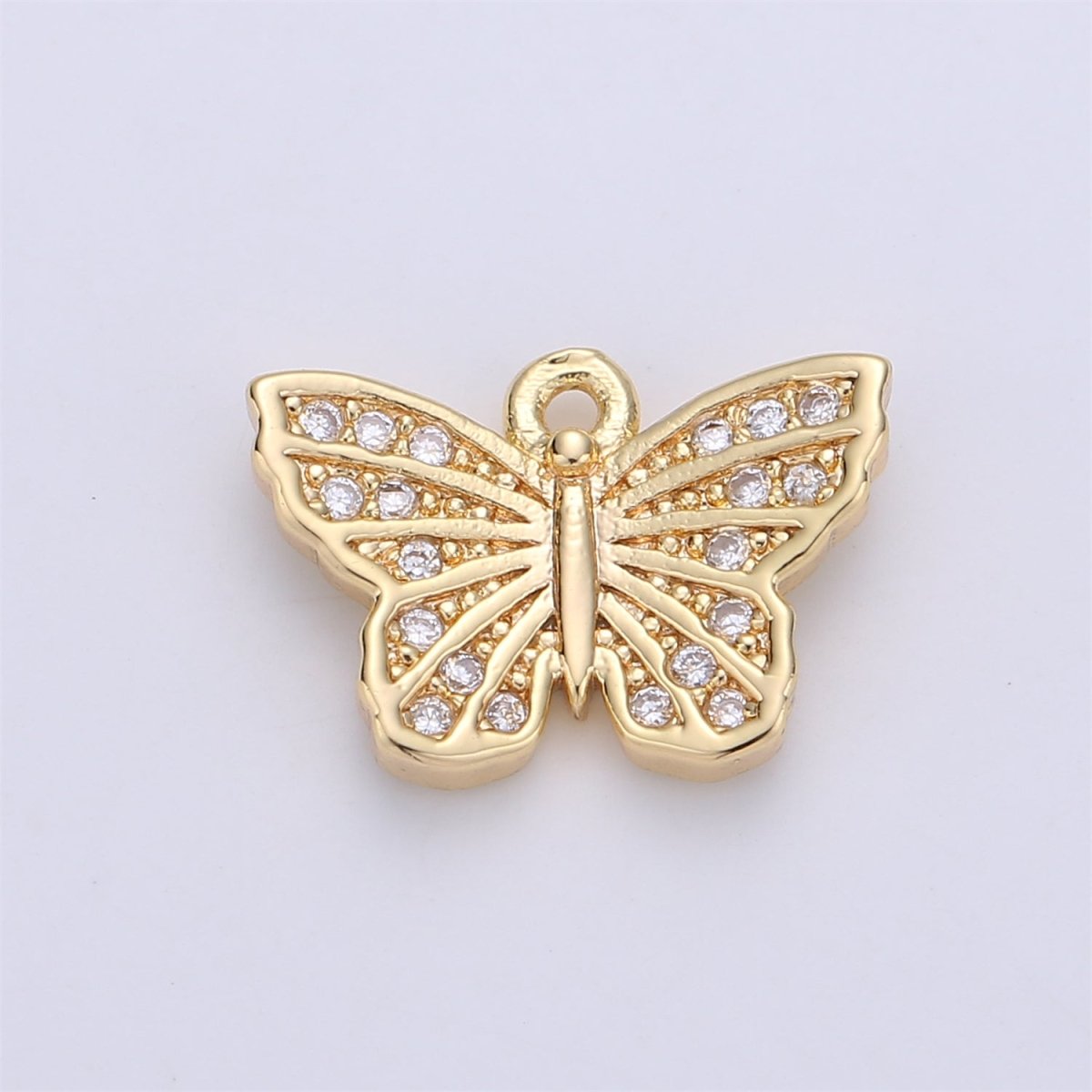 Dainty Gold butterfly Charm w/ Clear Micro Pave Cubic Stone Charm Insect Charm Animal Charm for Bracelet Earring Necklace Charm C-681 - DLUXCA