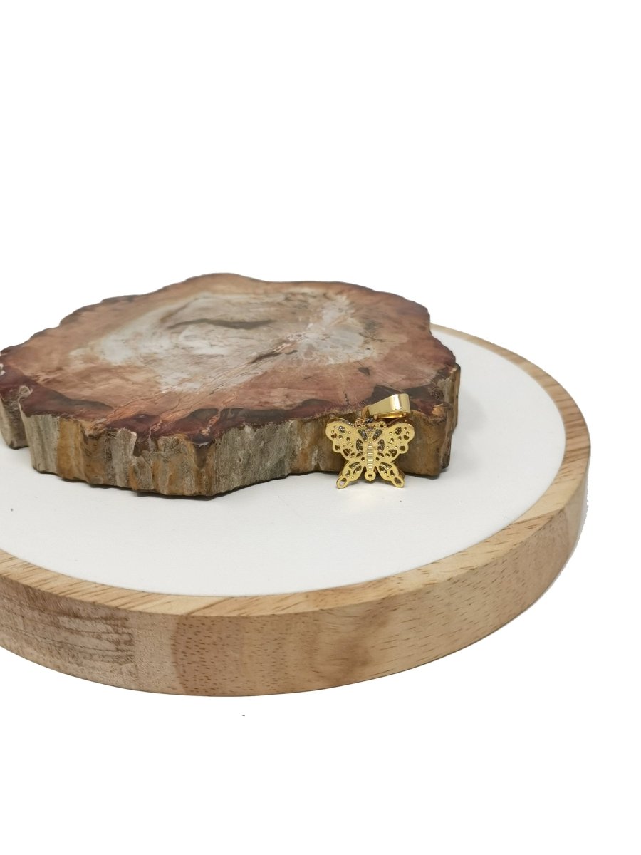 Dainty Gold Butterfly Charms, Silver Butterfly Pendant for Bracelet, Earring Component 23x24mm J-736 - DLUXCA