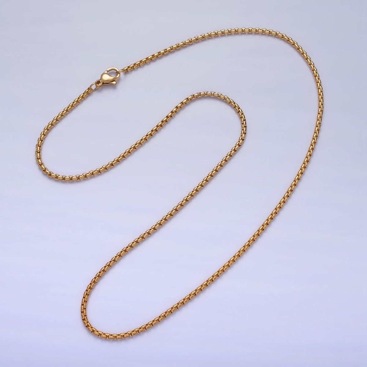Dainty Gold Cable Rolo Chain Necklace | Waterproof | Unisex Silver Box Chain | Anti Tarnish | STAINLESS STEEL Chain | WA-1710 to WA-1712 Clearance Pricing - DLUXCA