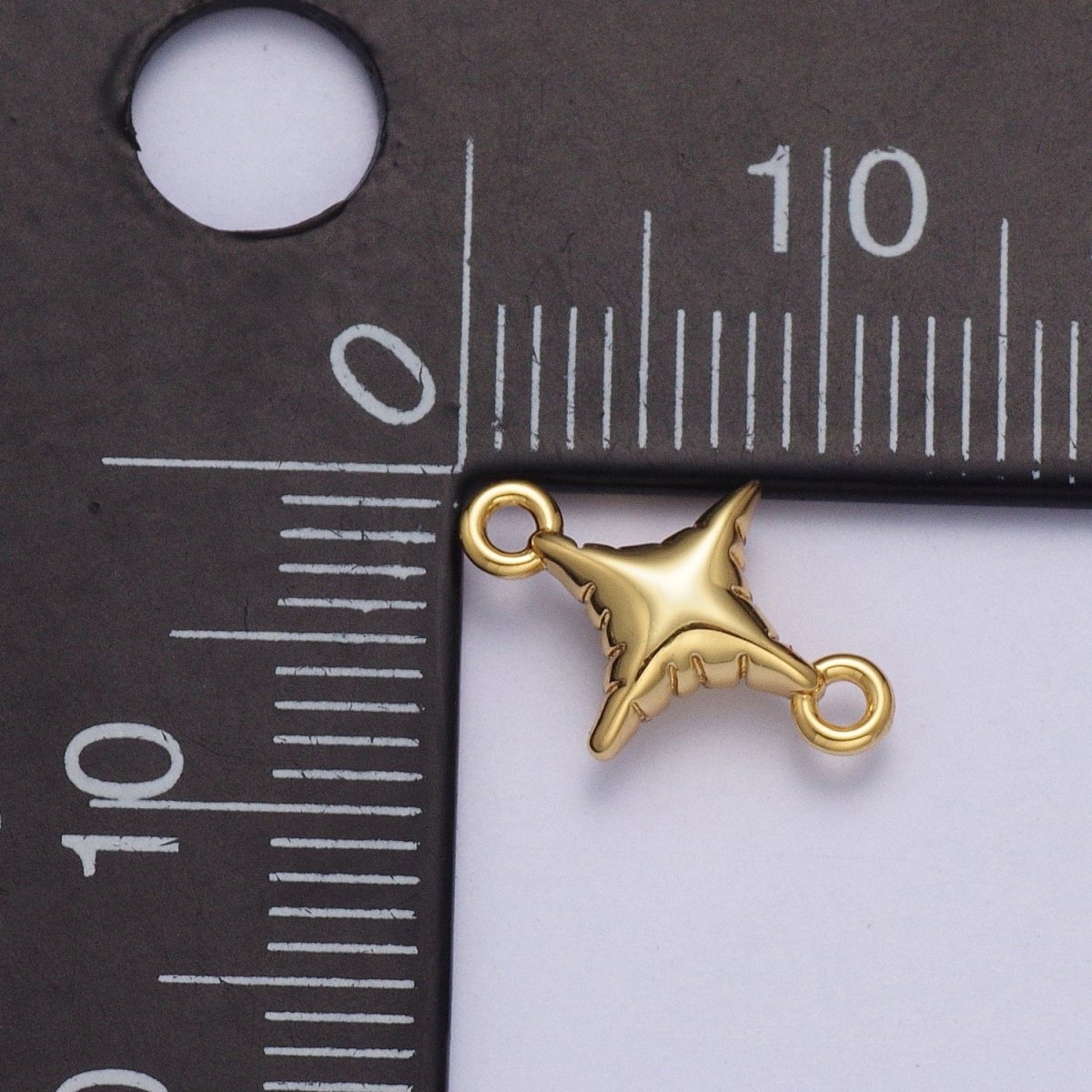 Dainty Gold Celestial North Star Textured Connector Charm Component For Jewelry Making G-528 - DLUXCA