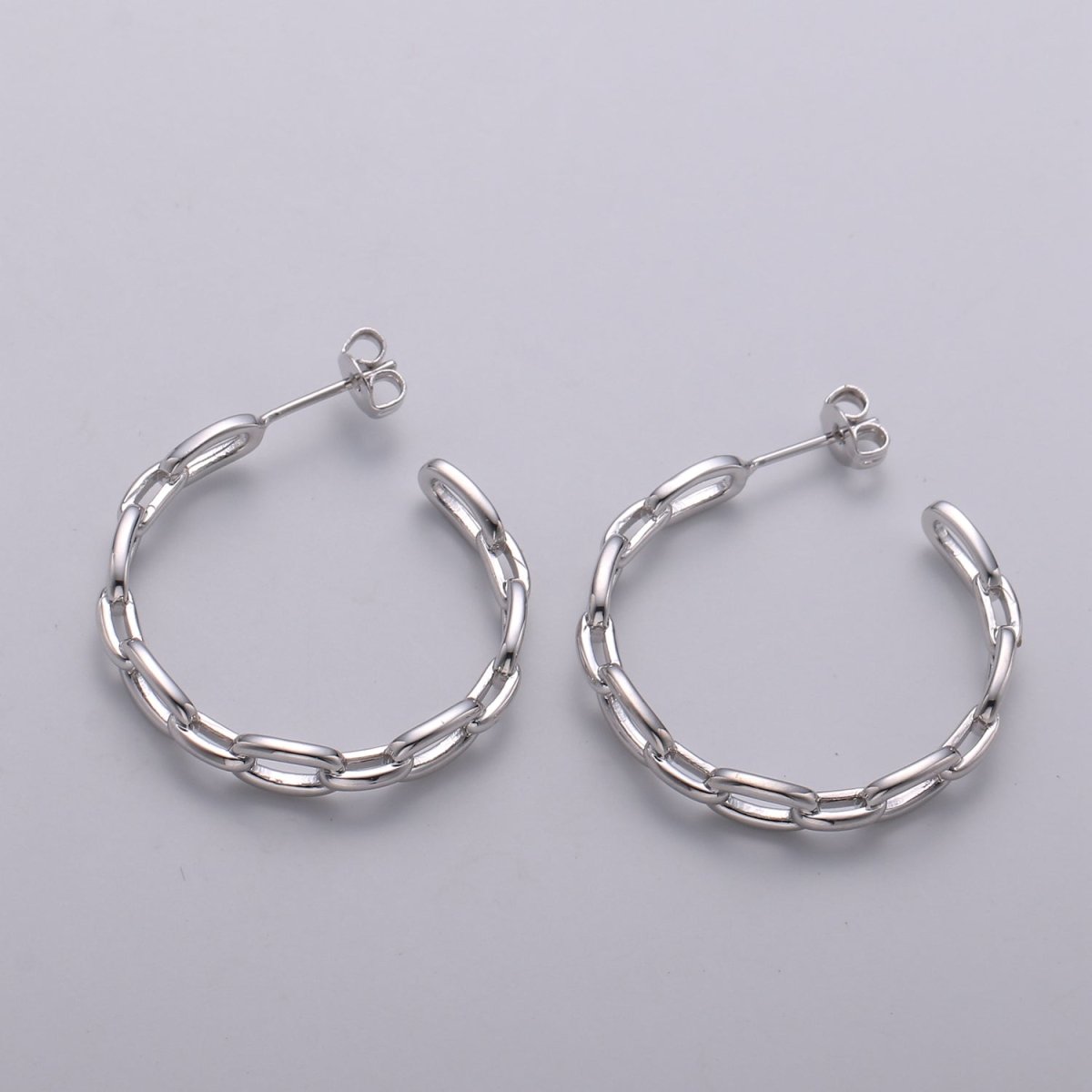 Dainty Gold Chain Earring- Curb Chain Earring - Thin Earring - Gold Filled Hoop Ring - Minimalist Jewelry - Cuban Link Earring K-874 K-875 - DLUXCA