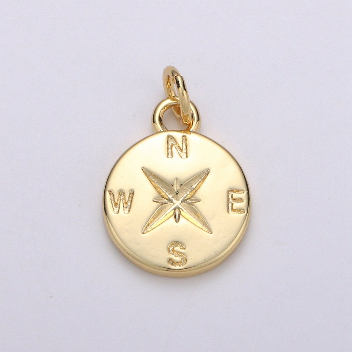 Dainty Gold Compass Charm Pendant, Adventure, Travel Charm Pendant, Nautical Charms Supply North East South West Jewelry Inspired C-817 - DLUXCA