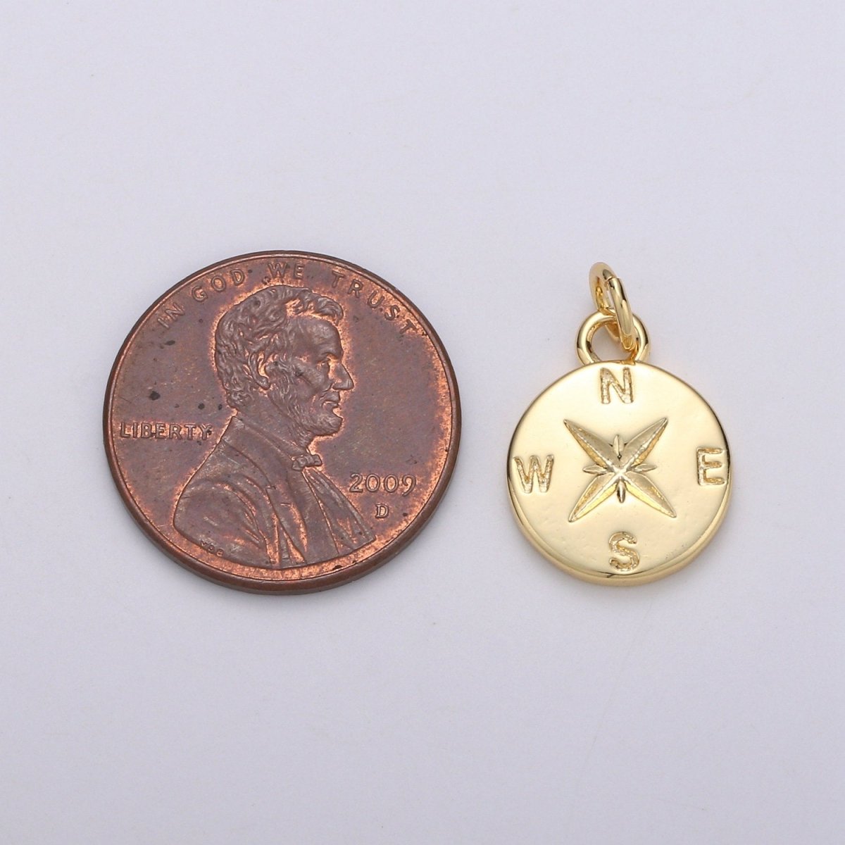 Dainty Gold Compass Charm Pendant, Adventure, Travel Charm Pendant, Nautical Charms Supply North East South West Jewelry Inspired C-817 - DLUXCA