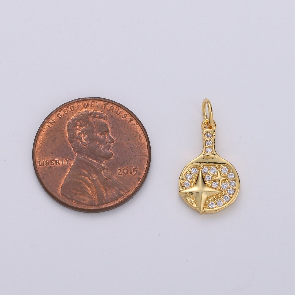 Dainty Gold Cubic North Star charm, CZ, Brass, Nickel free, Star pendant, Necklace supplies, Jewelry makings for Bracelet Earring Component D-281 D-282 - DLUXCA