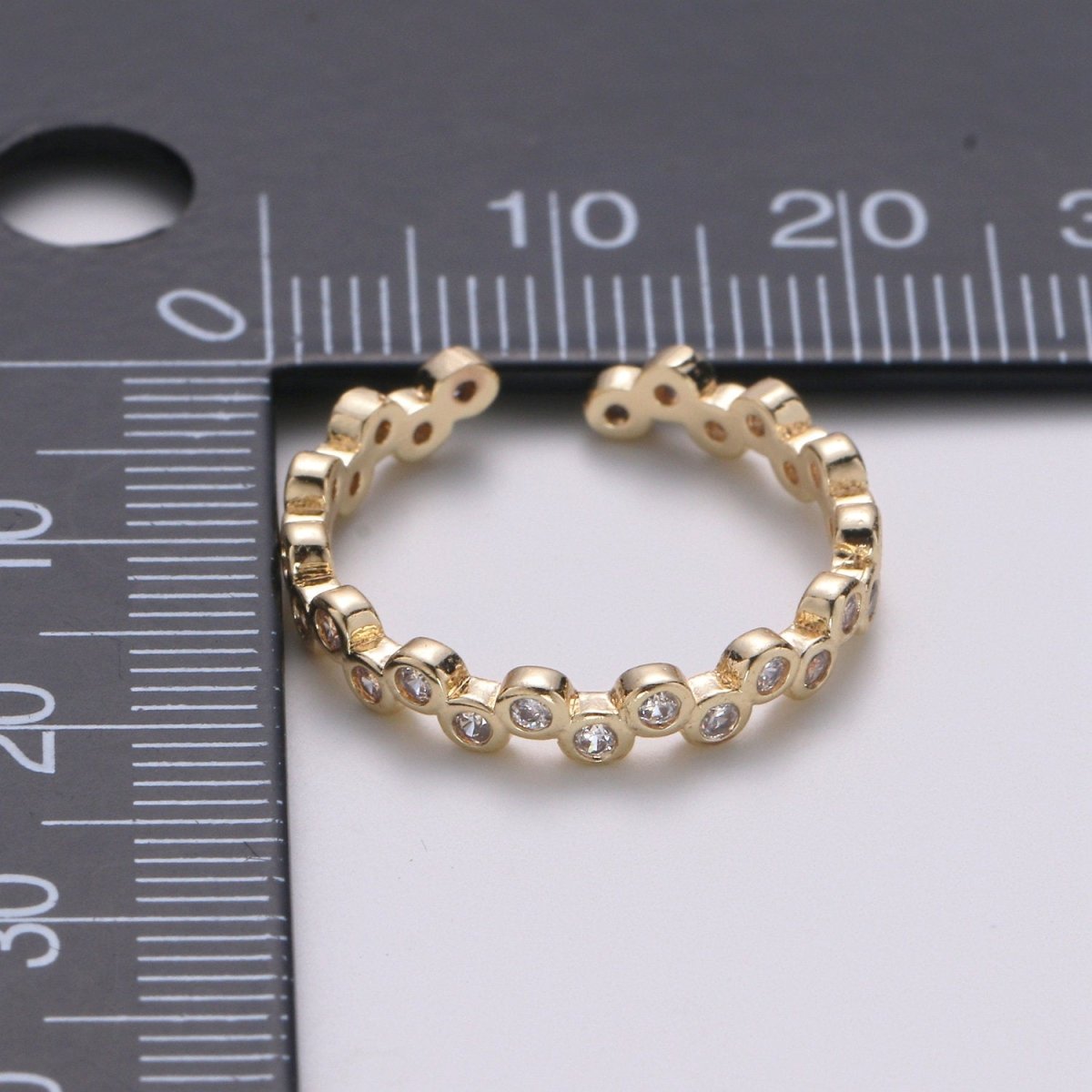 Dainty Gold cubic zirconia CZ bezel stacking ring - cz ring - tiny gold cz ring - Bubble cz ring - boho ring - bezel ring - gold ring - R-120 - DLUXCA
