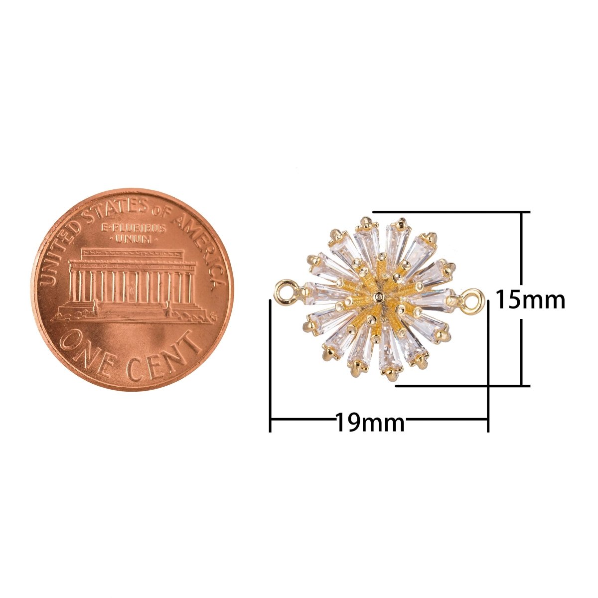 Dainty Gold Daisy Flower Crystal Bracelet Connector, Gorgeous Micro Pave CZ Charm, Nature Inspired Necklace Pendant for Jewelry Making F-739 - DLUXCA