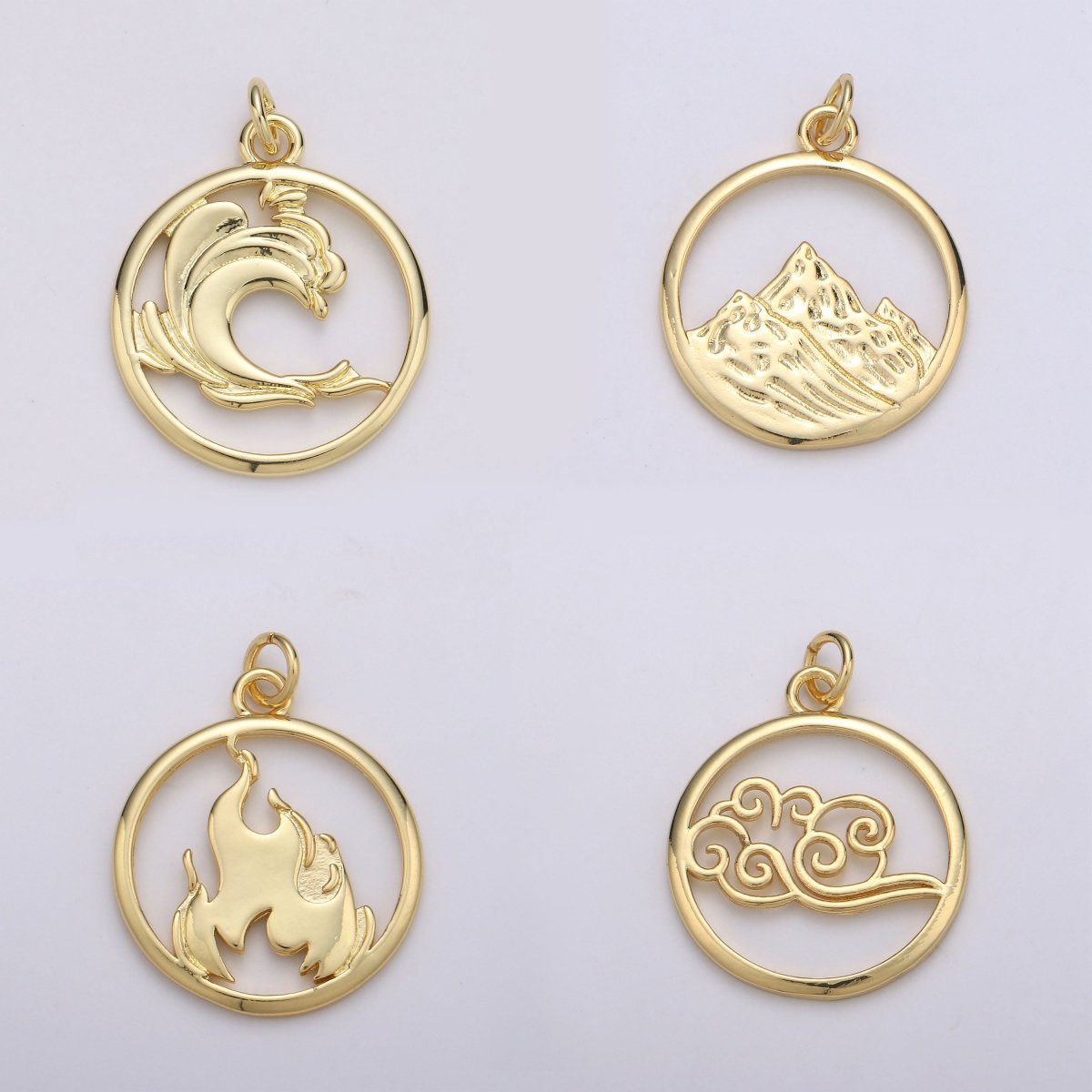 Dainty Gold Element Charm Fire Wind Earth Ocean Wave Charm. 24K Gold Filled Charm for Bracelet Necklace Earring Supply D-915 D-923 - D-925 - DLUXCA