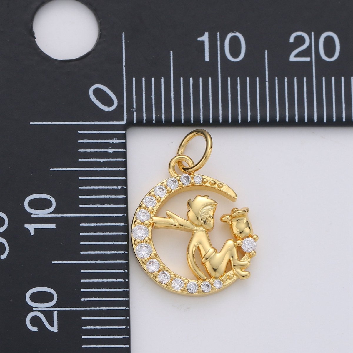 Dainty Gold Fairy Moon Charms Micro Pave Charm Fantasy Jewelry for Bracelet Necklace Charm D-123 - DLUXCA
