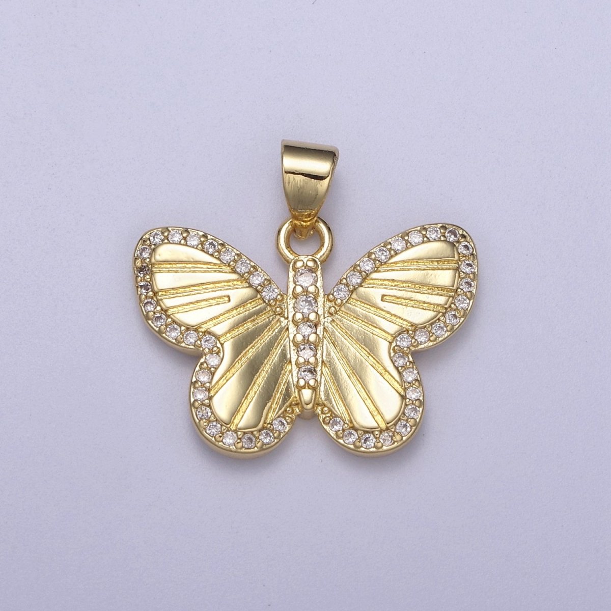 Dainty Gold Fill Butterfly Pendant With Cz Animal Charm H-143 - DLUXCA