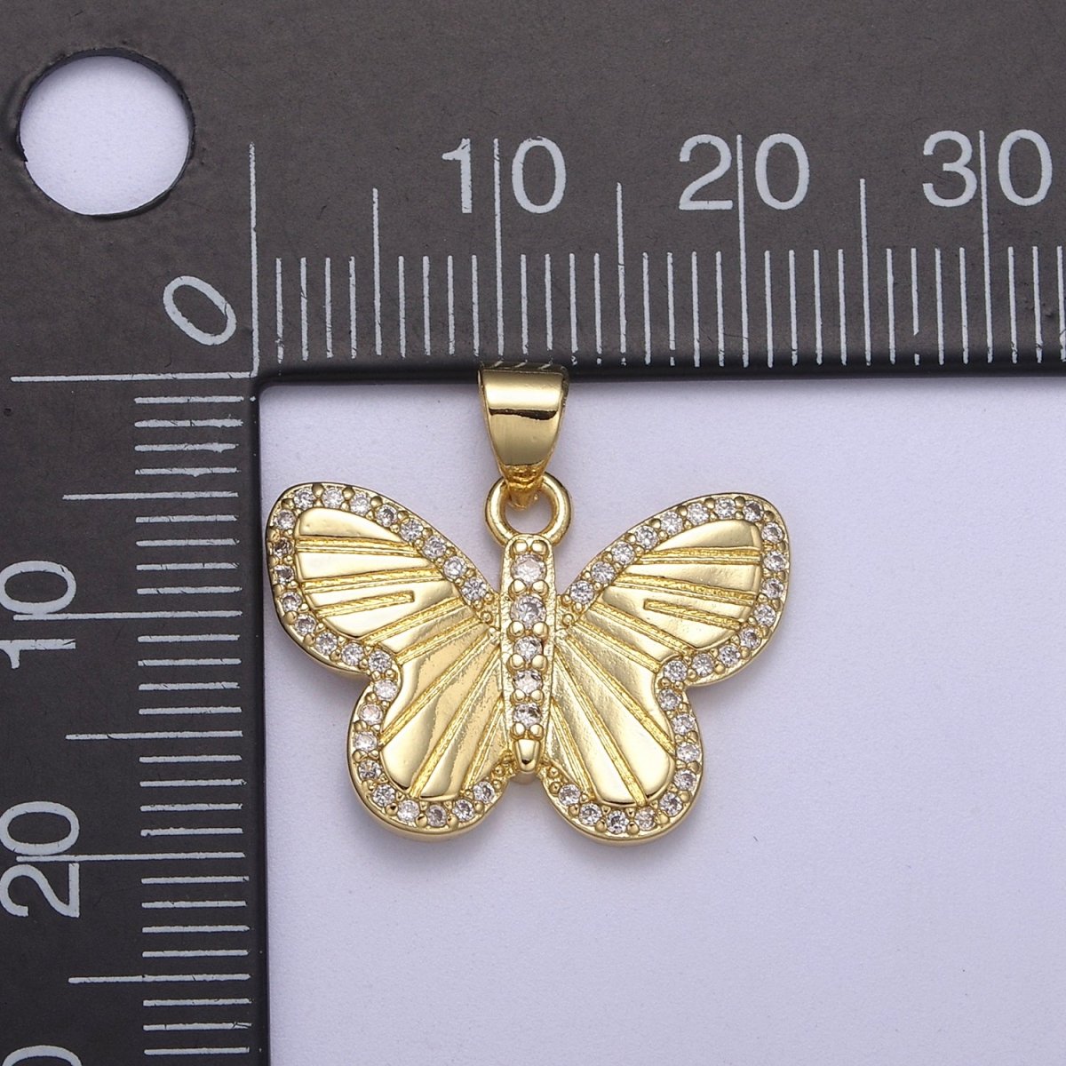 Dainty Gold Fill Butterfly Pendant With Cz Animal Charm H-143 - DLUXCA