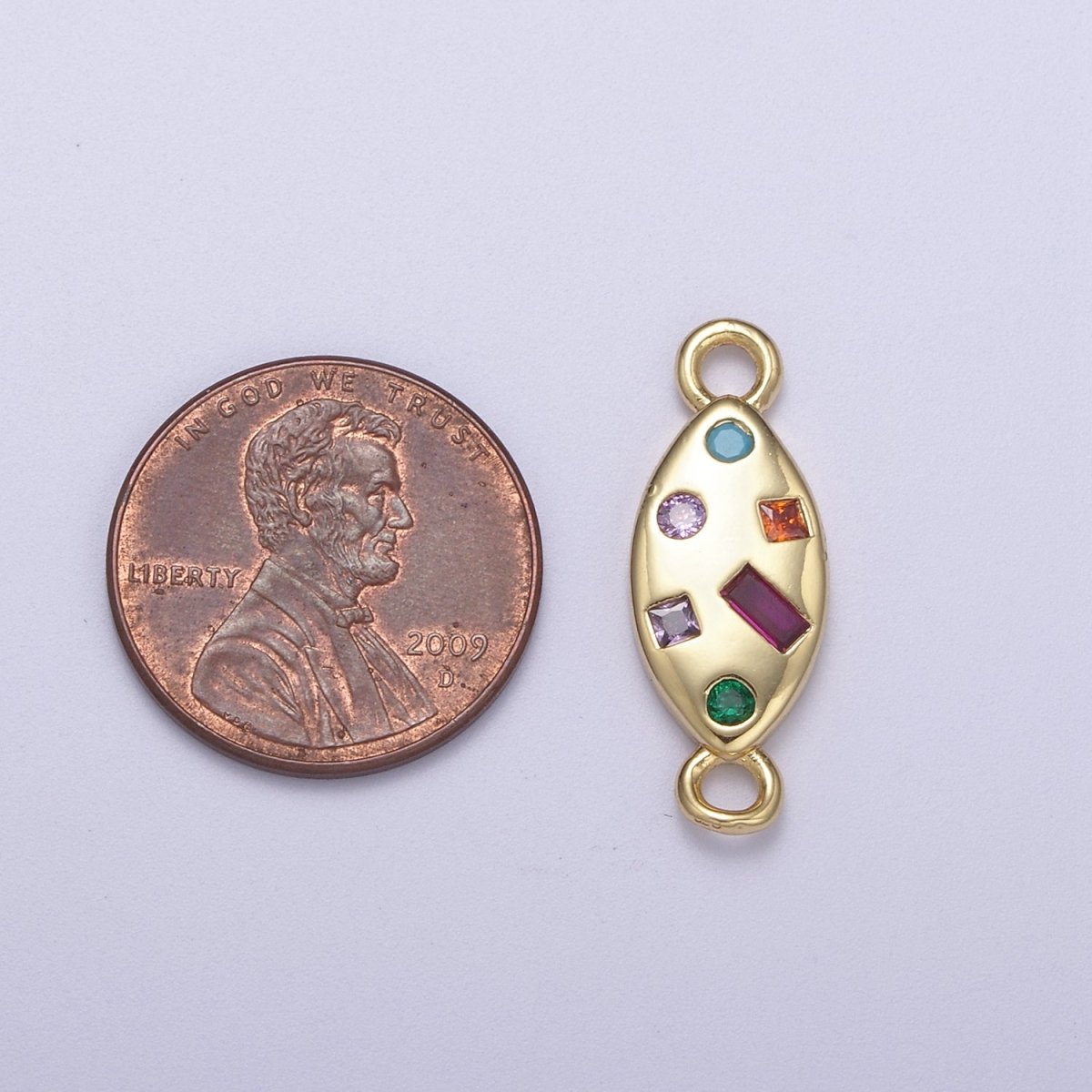 Dainty Gold Fill Candy Multi Color Gem Cz Stone Charm Connector for Necklace, Bracelet, Earring Supply F-139 - DLUXCA