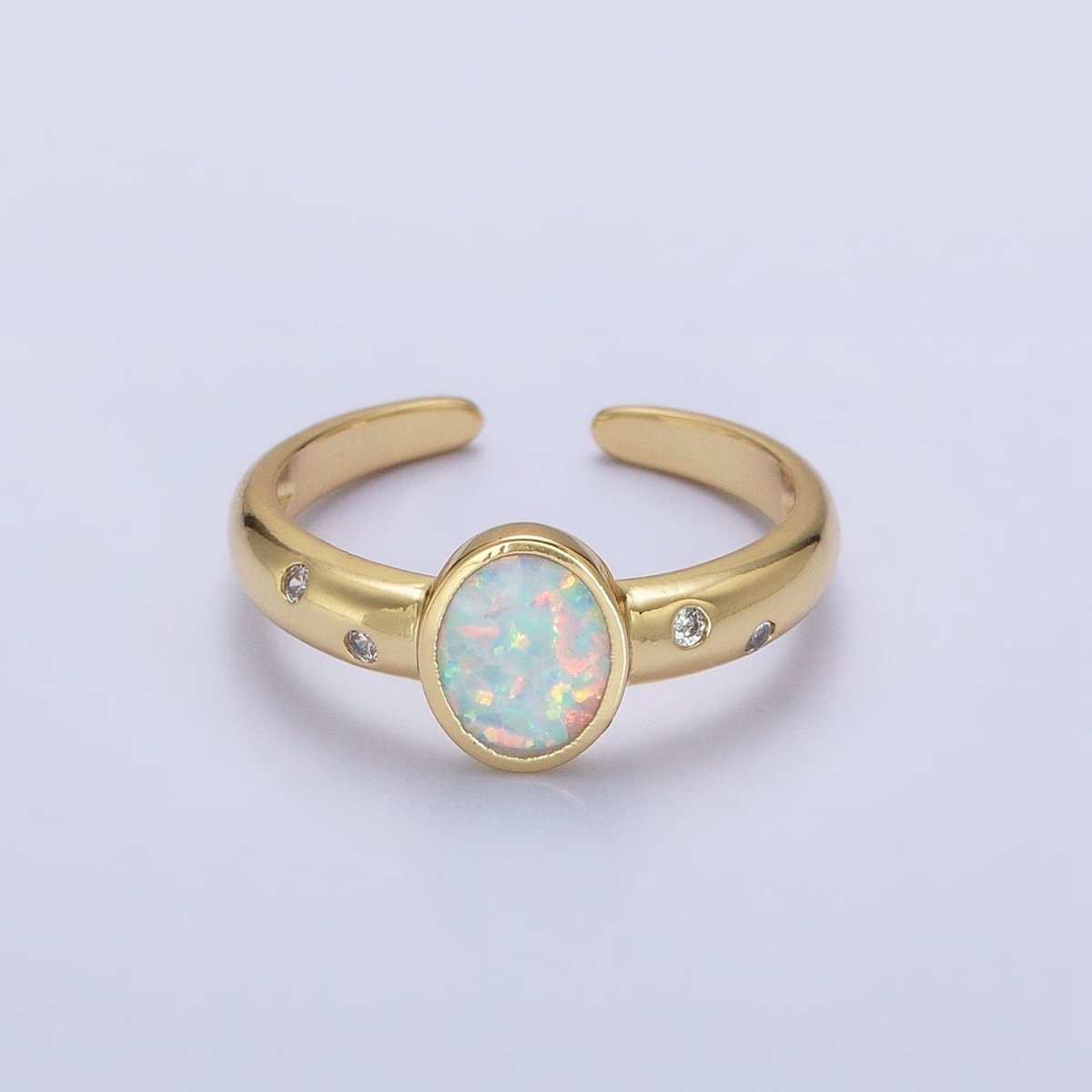 Dainty Gold Fill Fire Opal Ring Oval Ring Open Adjustable Ring O-1783~O-1788 - DLUXCA