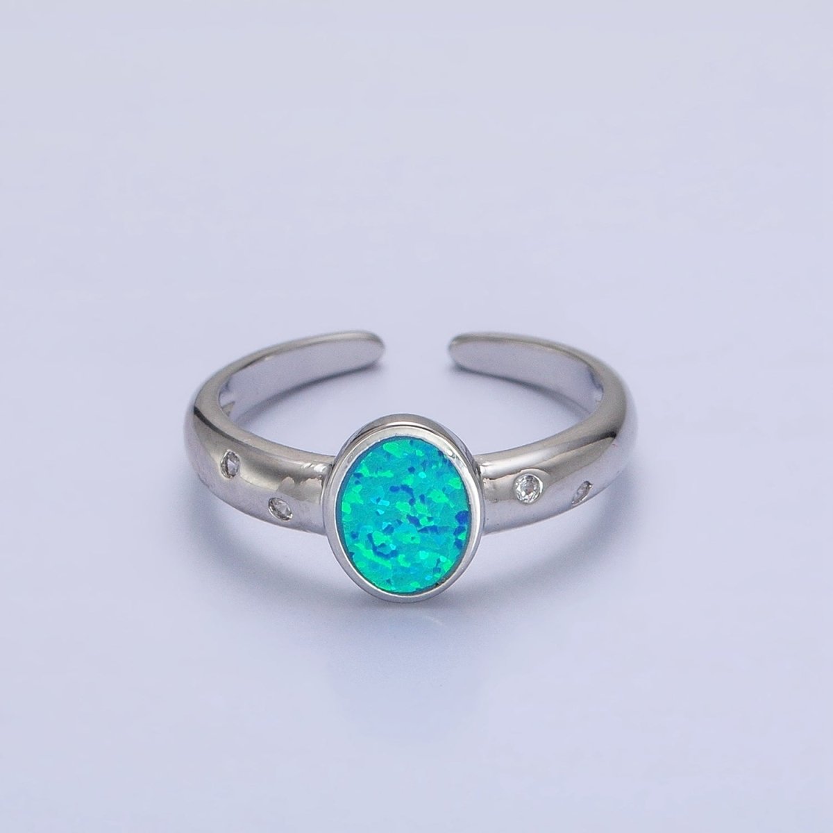 Dainty Gold Fill Fire Opal Ring Oval Ring Open Adjustable Ring O-1783~O-1788 - DLUXCA