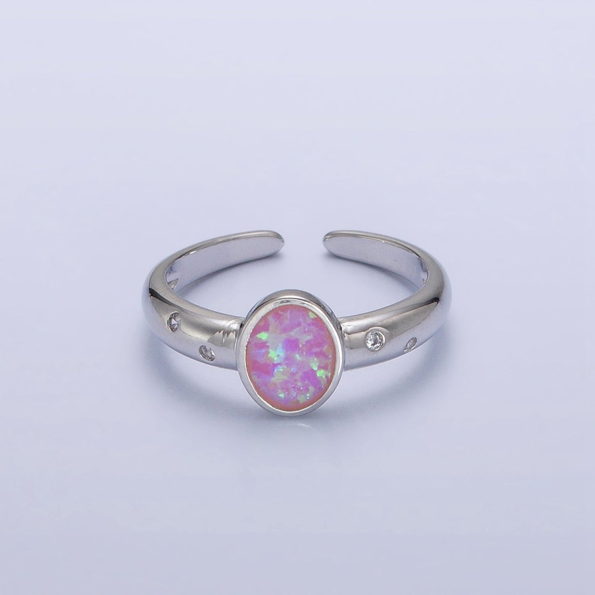 Dainty Gold Fill Fire Opal Ring Oval Ring Open Adjustable Ring O-1783~O-1788 - DLUXCA