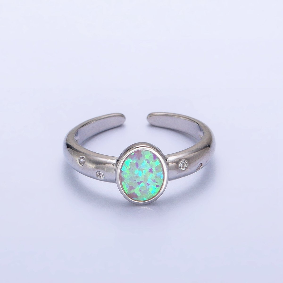 Dainty Gold Fill Fire Opal Ring Oval Ring Open Adjustable Ring O-1783~O-1788 - DLUXCA