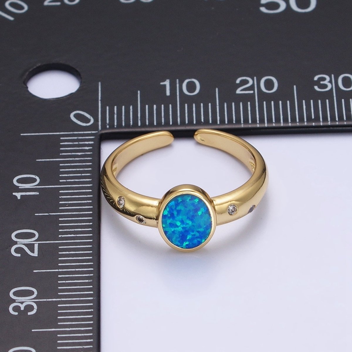 Dainty Gold Fill Fire Opal Ring Oval Ring Open Adjustable Ring O-1783~O-1788 - DLUXCA