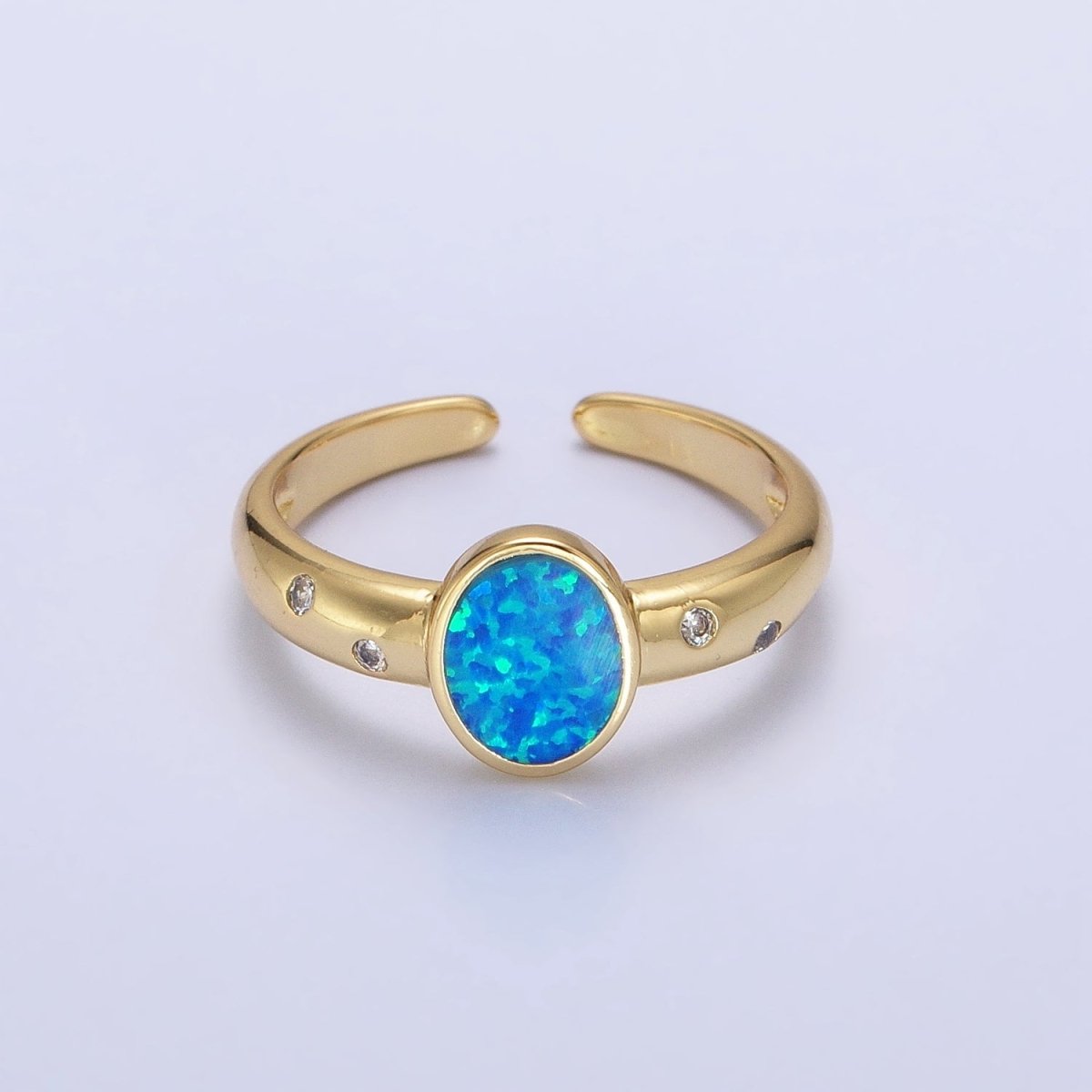 Dainty Gold Fill Fire Opal Ring Oval Ring Open Adjustable Ring O-1783~O-1788 - DLUXCA