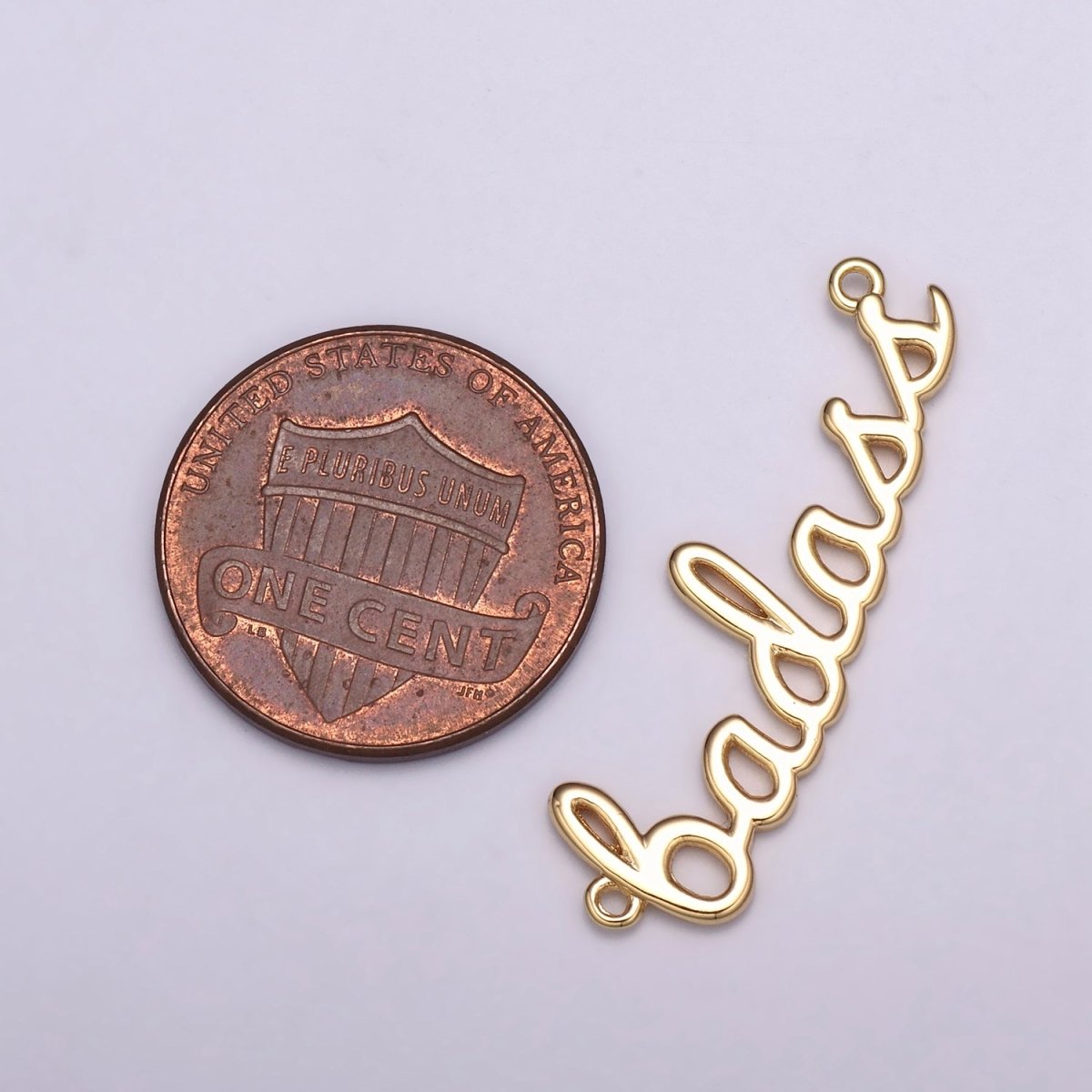 Dainty Gold Filled badass Charm for Necklace Bracelet, badass word Link Connector, Cursive Jewelry Silver Personalized Script Necklace, Swear Word Pendant Trend Jewelry N-086 - N-087 - DLUXCA
