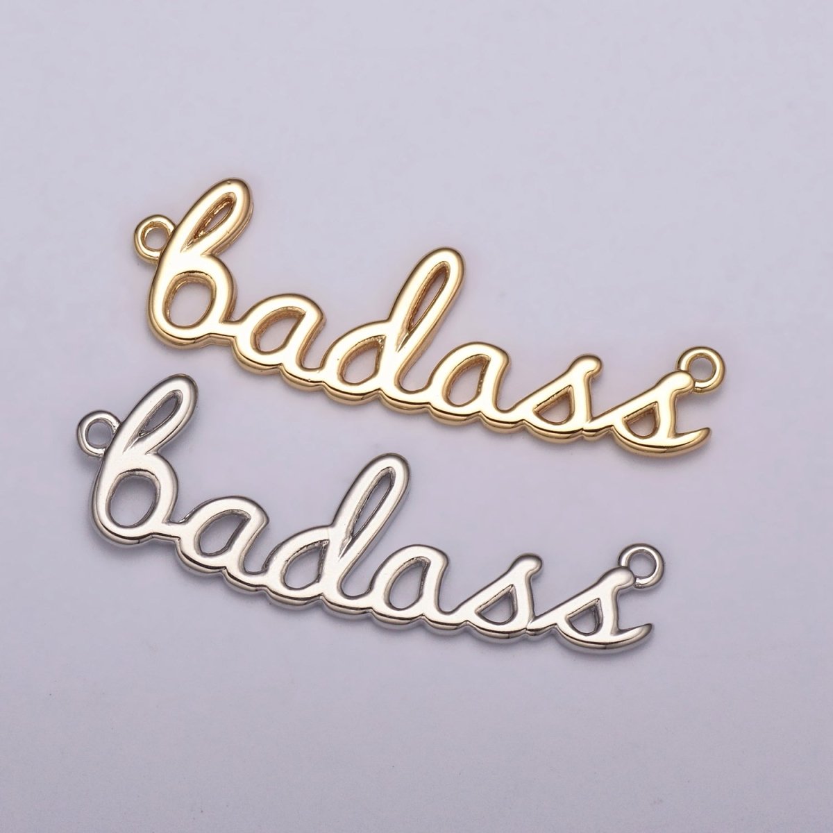 Dainty Gold Filled badass Charm for Necklace Bracelet, badass word Link Connector, Cursive Jewelry Silver Personalized Script Necklace, Swear Word Pendant Trend Jewelry N-086 - N-087 - DLUXCA