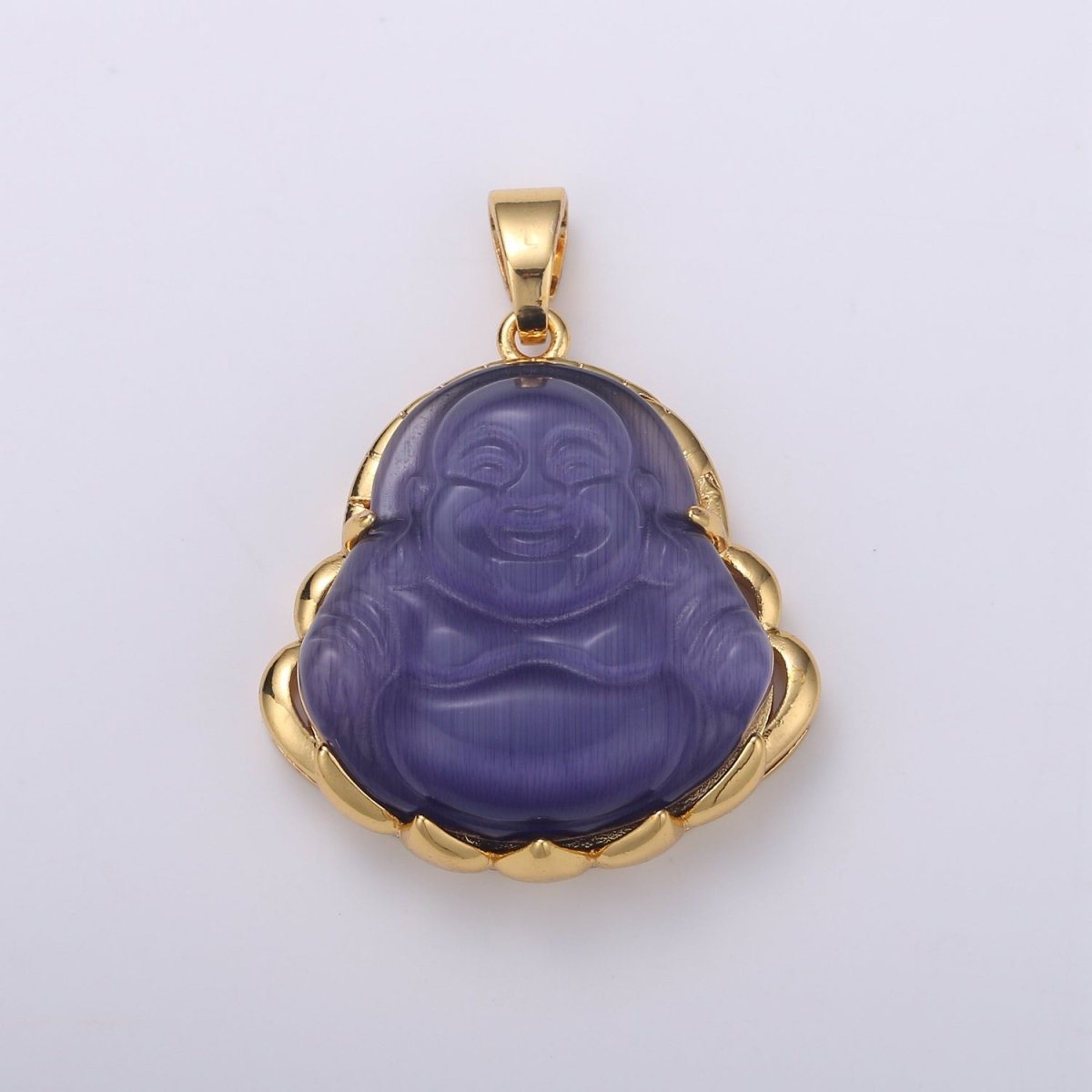 Dainty Gold Filled Buddha Pendant for Necklace Laughing Buddha Charm Tiger eye Buddha Pendant - DLUXCA