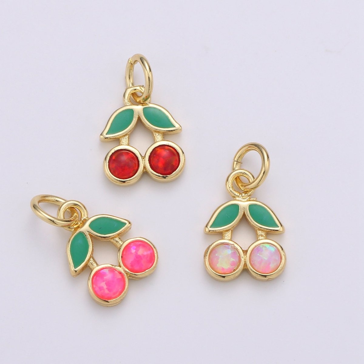 Dainty Gold Filled Cherry Charm E-017-E-019 - DLUXCA