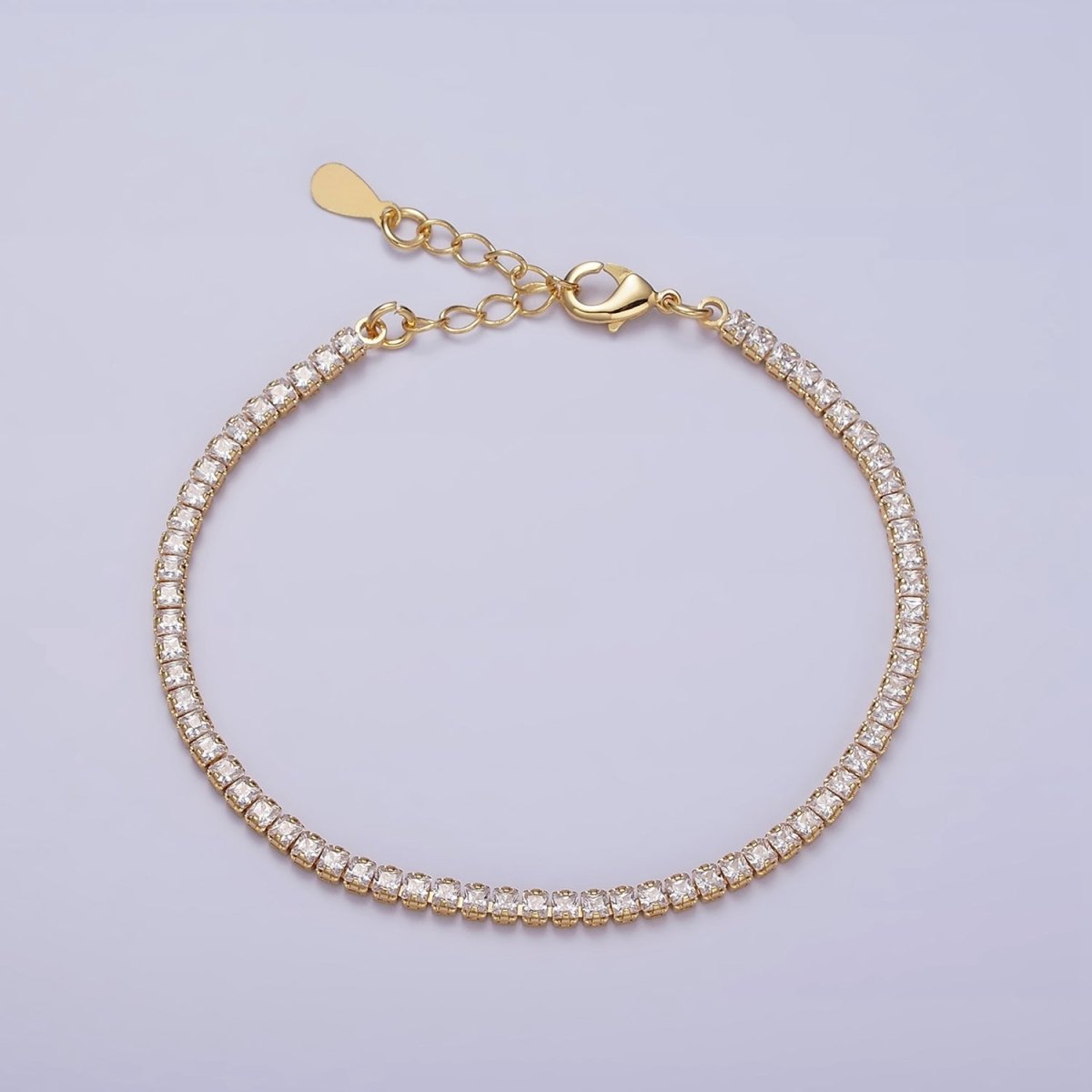 Dainty Gold Filled Clear, Pink, Green CZ Diamond Tennis Bracelet Colorful Cubic Zirconia Diamond Bracelet Adjustable | WA-1803 to WA-1808 Clearance Pricing - DLUXCA