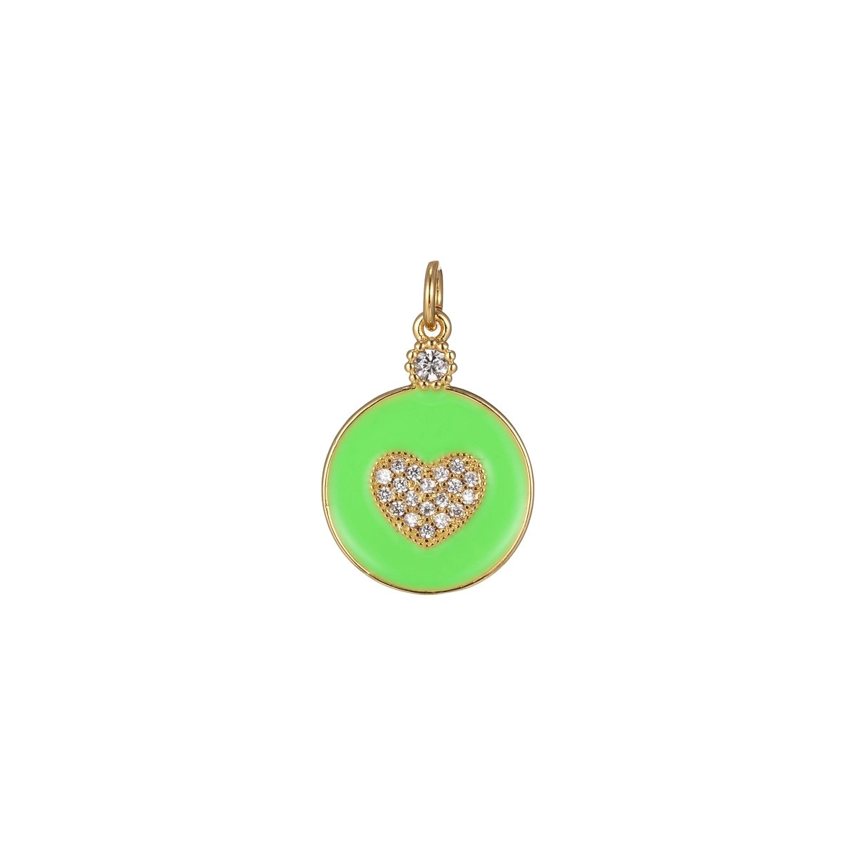 Dainty Gold Filled Coin Enamel Charm with Micro Pave Heart For Colorful Candy Jewelry Y2K Jewelry M-438 - M-447 - DLUXCA