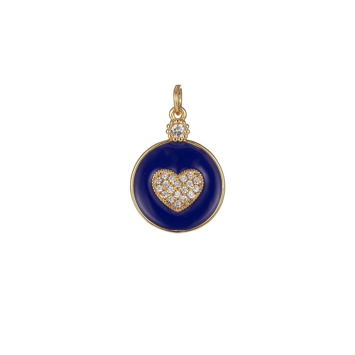 Dainty Gold Filled Coin Enamel Charm with Micro Pave Heart For Colorful Candy Jewelry Y2K Jewelry M-438 - M-447 - DLUXCA
