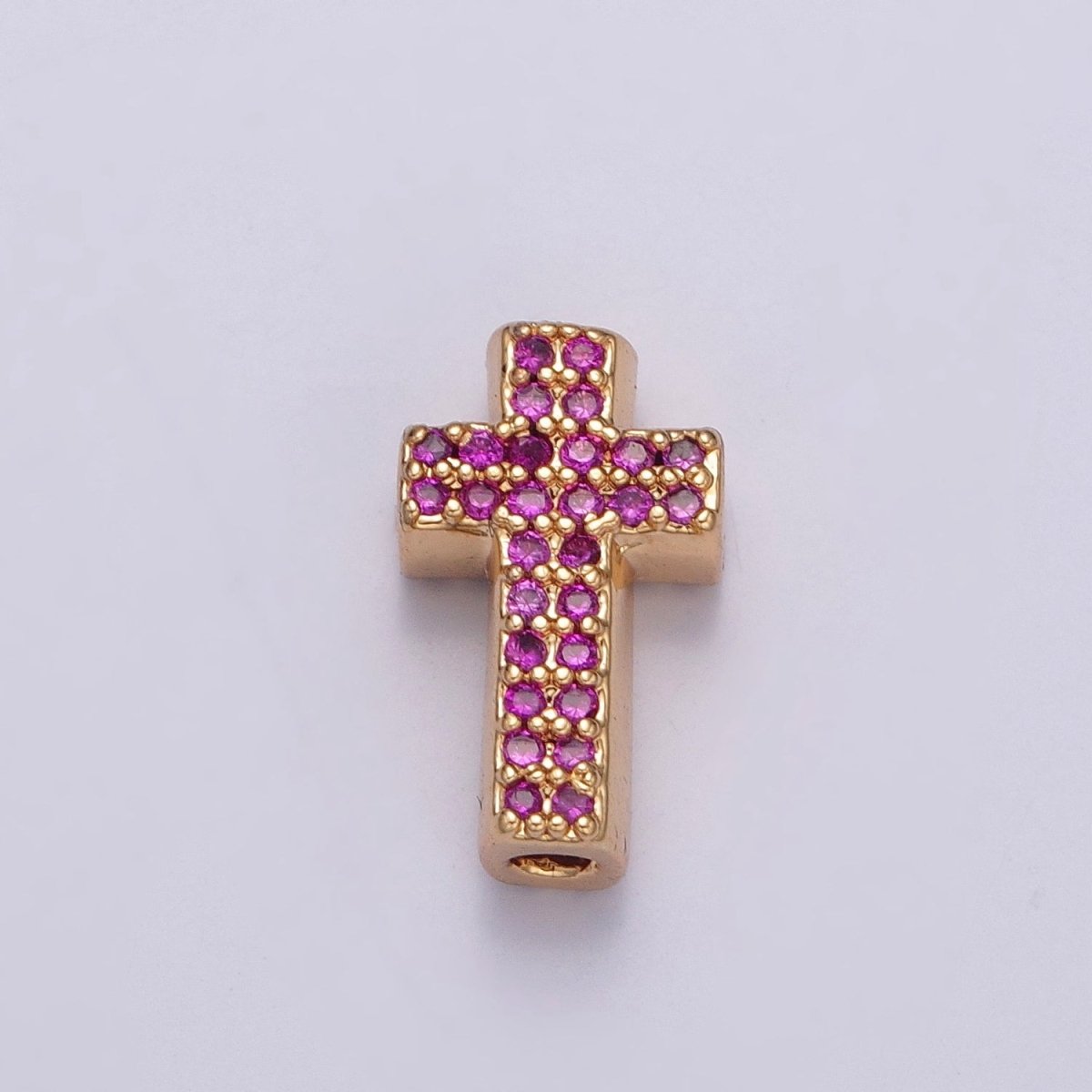 Dainty Gold Filled Cross Bead Spacer Micro Pave CZ Bead for Bracelet Component W-902~W-907 - DLUXCA