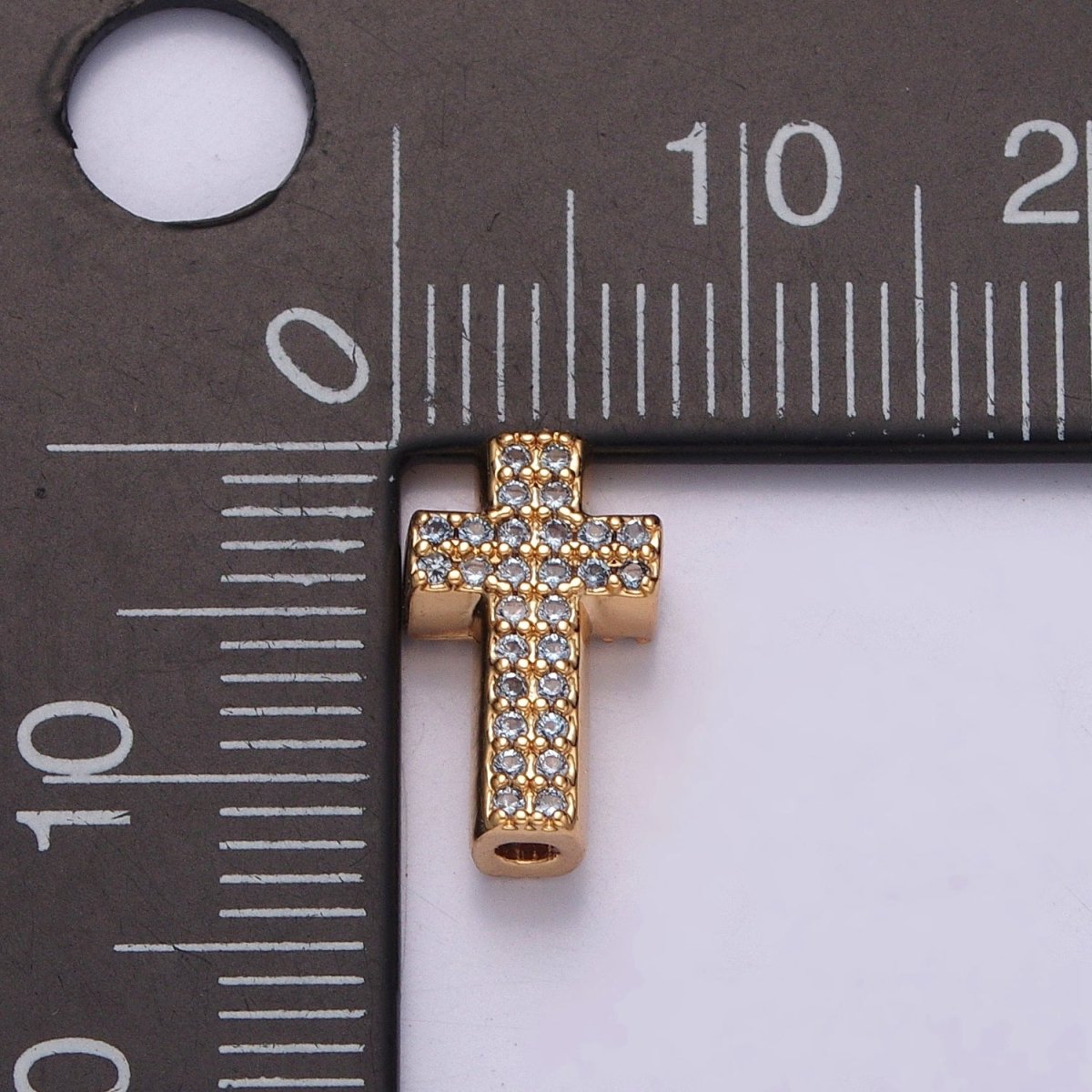 Dainty Gold Filled Cross Bead Spacer Micro Pave CZ Bead for Bracelet Component W-902~W-907 - DLUXCA