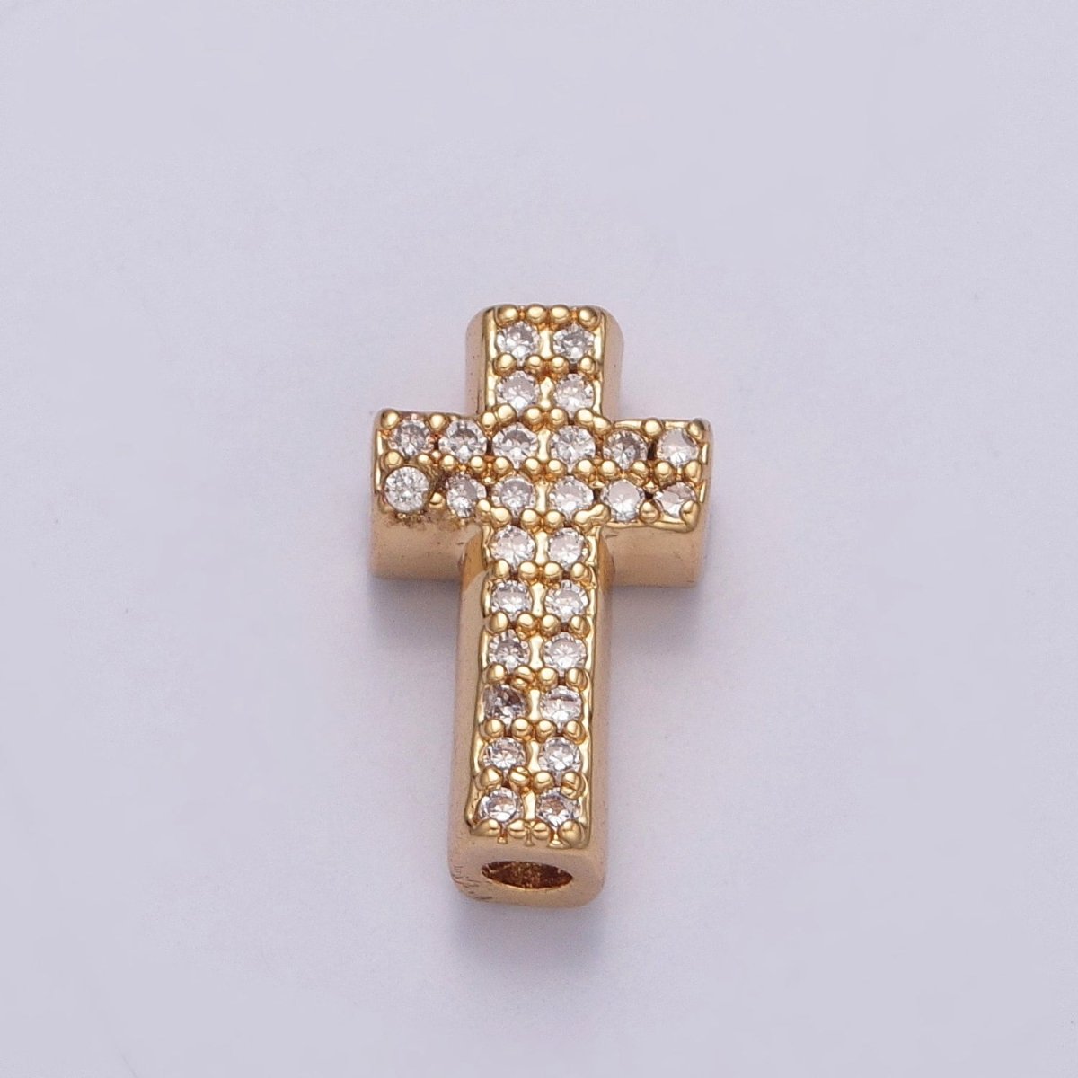 Dainty Gold Filled Cross Bead Spacer Micro Pave CZ Bead for Bracelet Component W-902~W-907 - DLUXCA