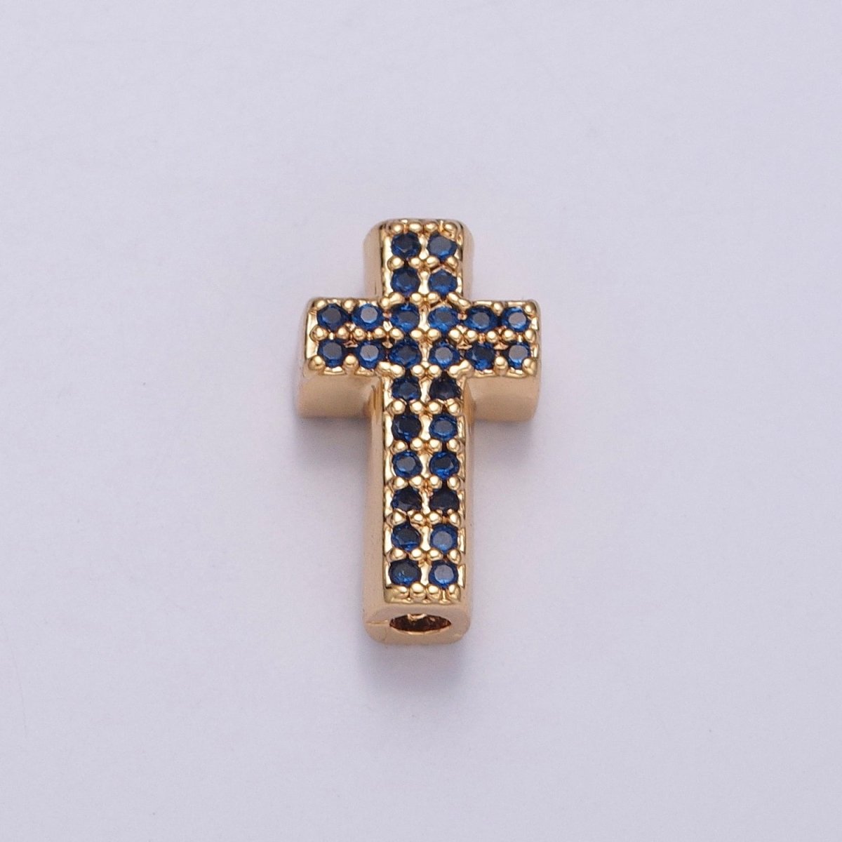 Dainty Gold Filled Cross Bead Spacer Micro Pave CZ Bead for Bracelet Component W-902~W-907 - DLUXCA