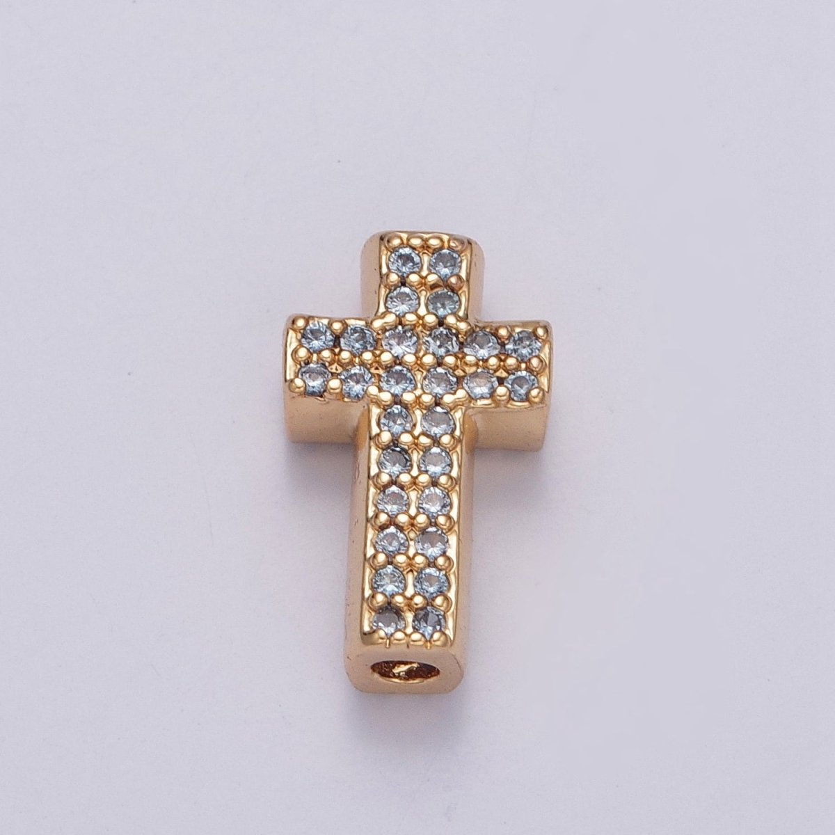 Dainty Gold Filled Cross Bead Spacer Micro Pave CZ Bead for Bracelet Component W-902~W-907 - DLUXCA