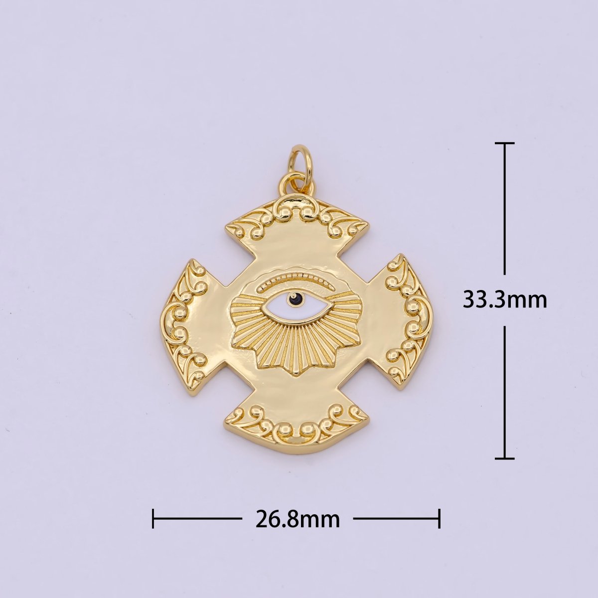 Dainty Gold Filled Cross Evil Eye Charm Medallion Pendant for Bracelet Necklace Supply N-363 - DLUXCA