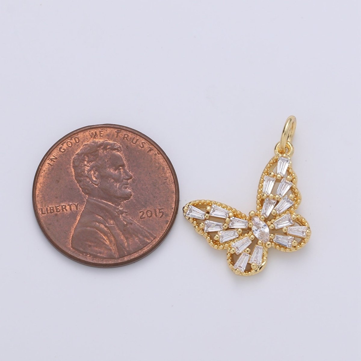 Dainty Gold Filled Crystal Butterfly Charm D-879 D-889 - DLUXCA