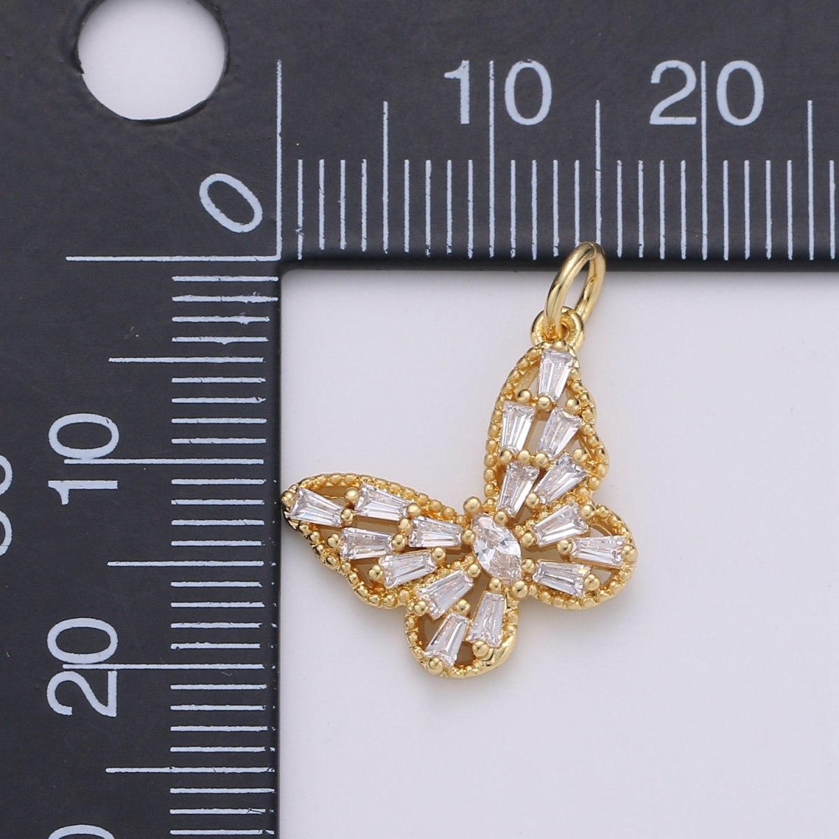 Dainty Gold Filled Crystal Butterfly Charm D-879 D-889 - DLUXCA