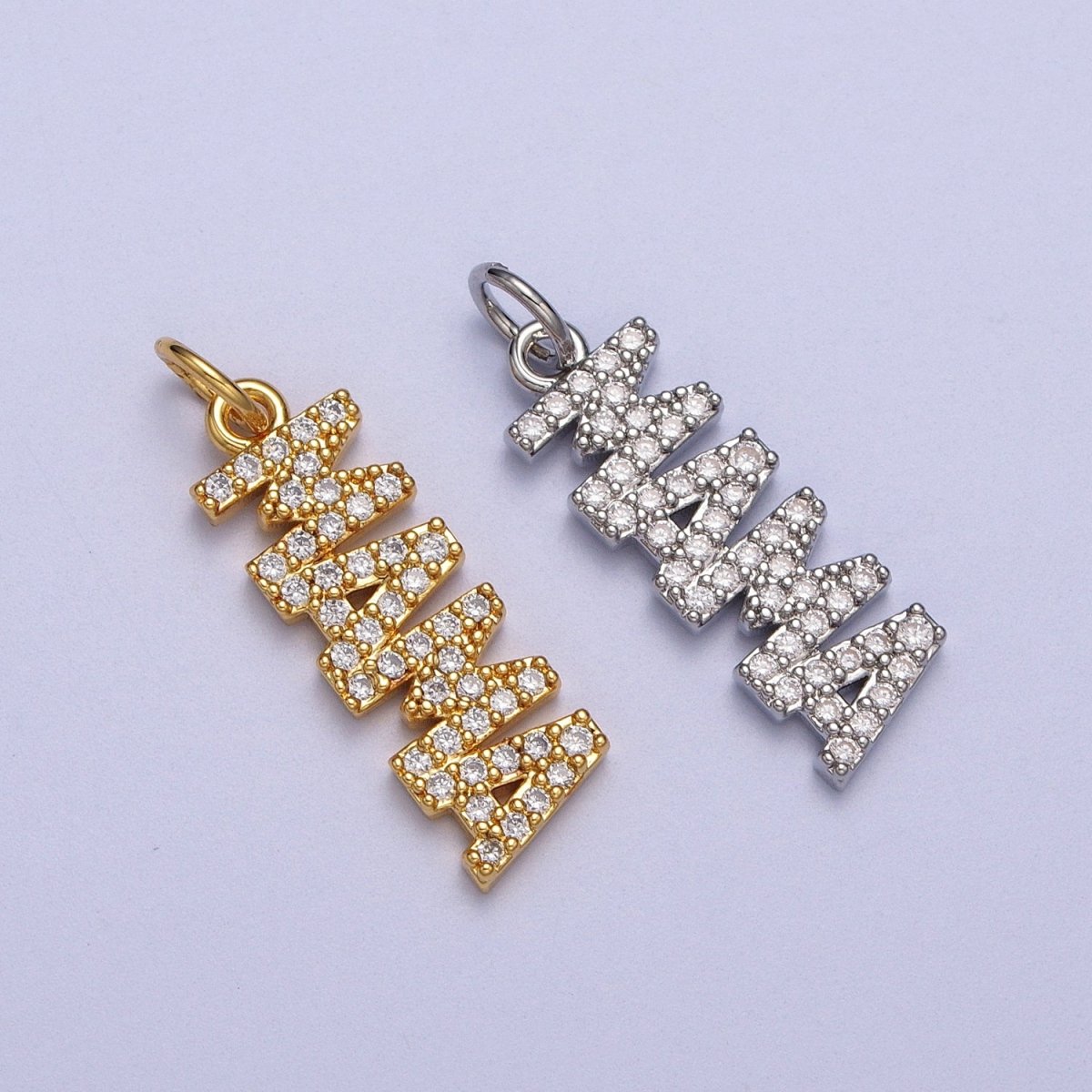 Dainty Gold Filled Cubic Mama Charm Micro Pave Mother Pendant for Bracelet Necklace Earring Supply AC547 AC548 - DLUXCA