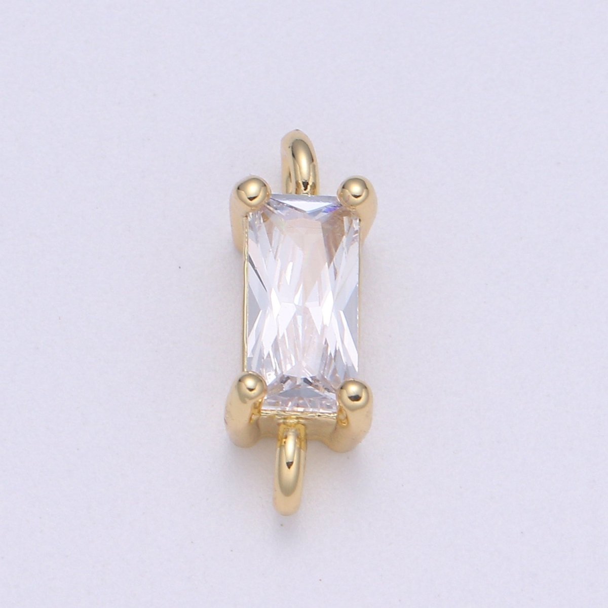 Dainty Gold Filled Cubic Zirconia Emerald Cut Link Connectors F-594 F-595 F-596 F-597 F-598 F-599 - DLUXCA