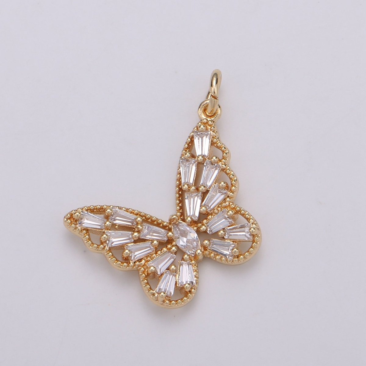 Dainty Gold Filled CZ Butterfly Charm D-874 - DLUXCA