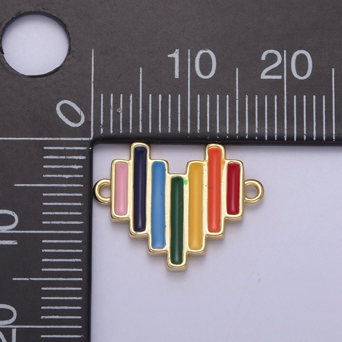 Dainty Gold Filled Enamel Rainbow Heart Connector Pendant Love Friendship Charm Necklace Bracelet DIY Valentine Jewelry Making Supply N-133 - DLUXCA
