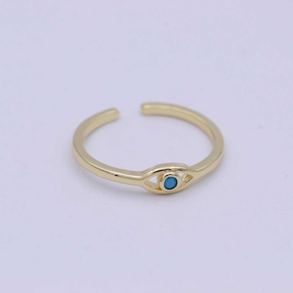 Dainty Gold Filled Evil Eye Ring Open Adjustable Jewelry S-383 ~ S-388 - DLUXCA
